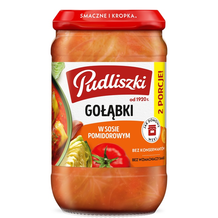 Sarmale in sos de rosii, Pudliszki, 590g, continut de carne, 2 portii