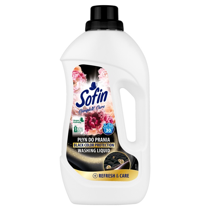Solutie de spalare, SOFIN, protectie pentru culorile negre, 1.5l, vegan, reciclabil