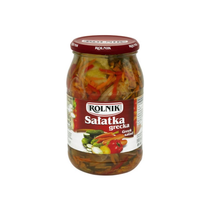 Salata greceasca, 850 g, Rolnik, in otet, contine castraveti, morcovi, ardei