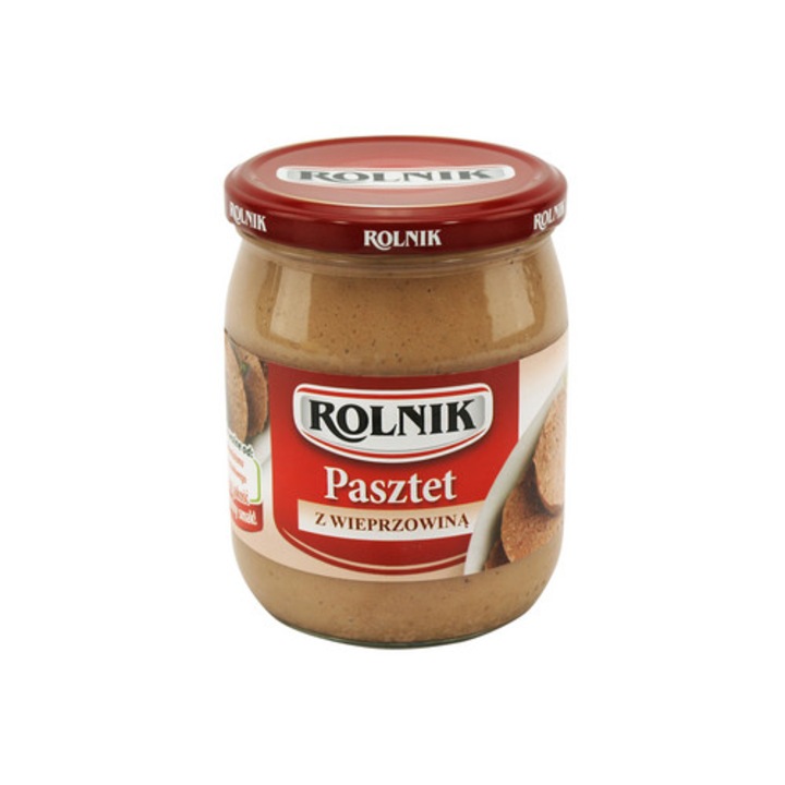 Pate din carne de porc 480 g, Rolnik, fara glutamat, cu ficat de pui, conservat