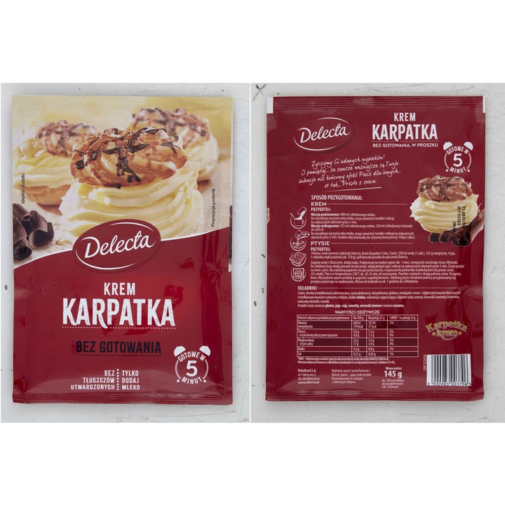 Crema de prajitura Karpatka, Delecta, 136g, aroma de vanilie, varianta instant