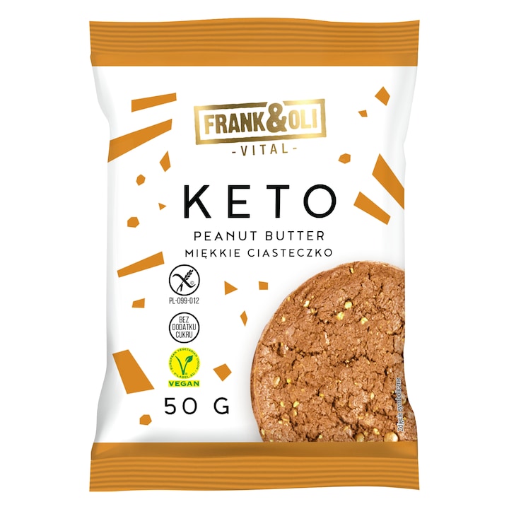 Biscuit moale Keto cu unt de arahide, Frank&Oli, 50g, fara gluten, vegan