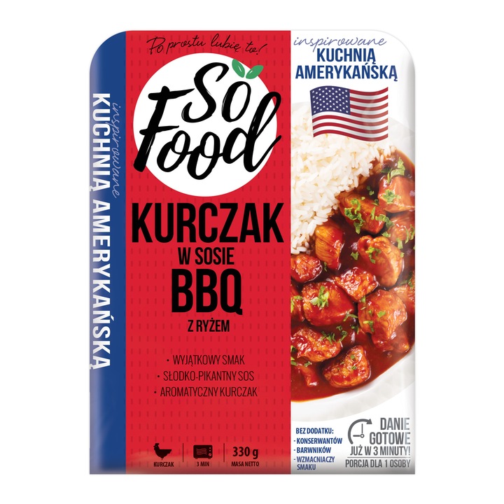 So Food, pui in sos BBQ cu orez, 330g