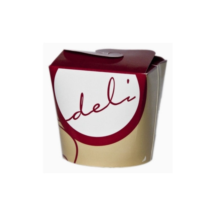 Pachet set 50 bucati recipient din hartie, DELI, 750 ml, bej/maro