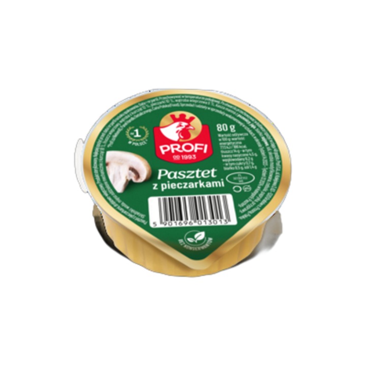 Pate cu ciuperci PROFI 80g, 16% carne de pui, 12% ficat de pui, 10% ciuperci