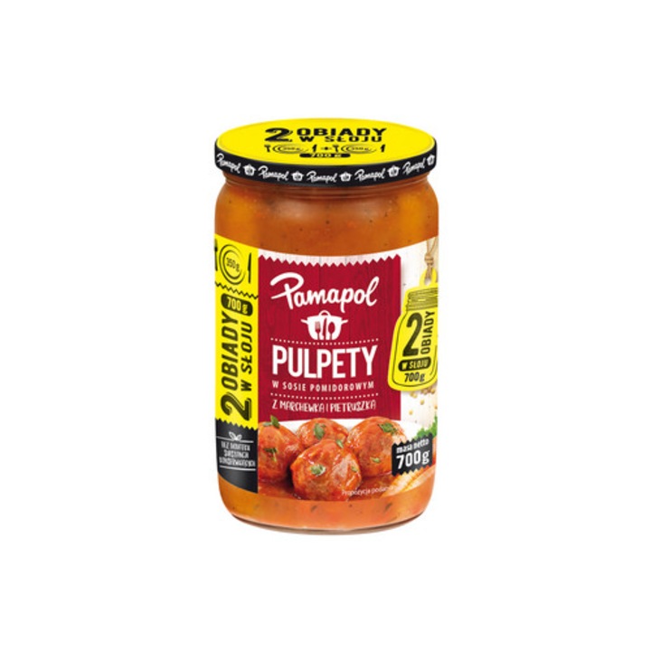 Chiftelute in sos de rosii cu morcov si patrunjel, Pamapol, 700g, set 2 portii