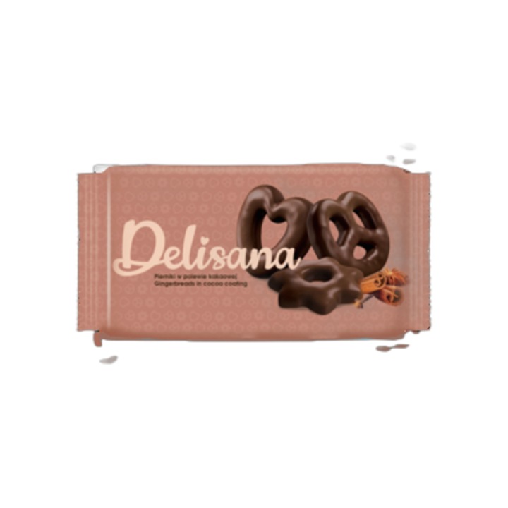 Biscuiti sarati cu glazura de cacao Delicpol, 400g, aroma de scortisoara, ambalaj de 400g