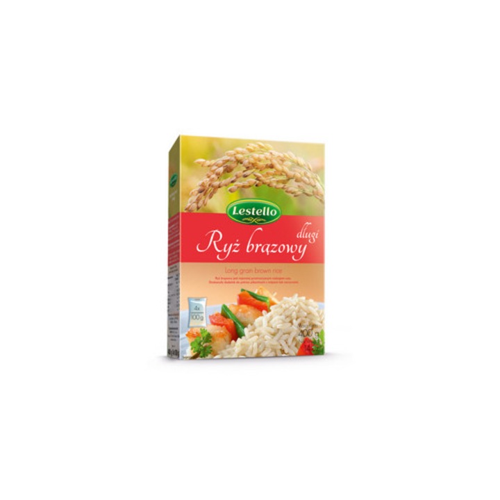 Orez brun Lestello, 4x100g, gust usor de nuca