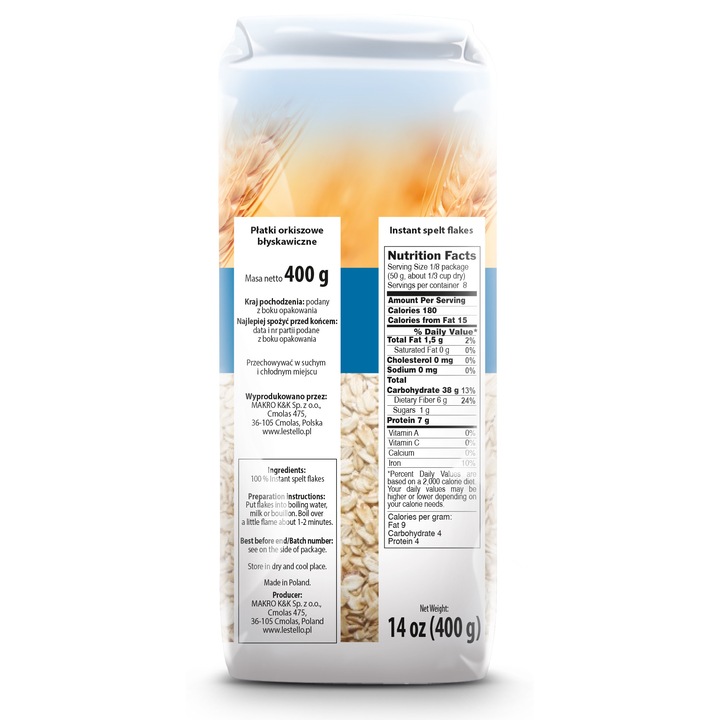 Fulgi de orz Lestello, 400 g, fara gluten, pentru diabetici