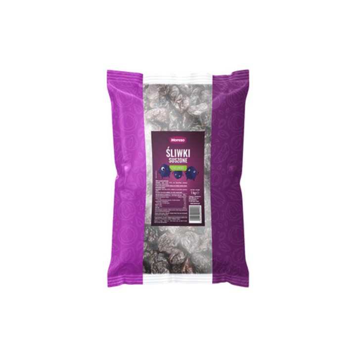 Prune uscate intregi 1KG, Moreso, 99,7% fructe, fara conservanti, multicolor
