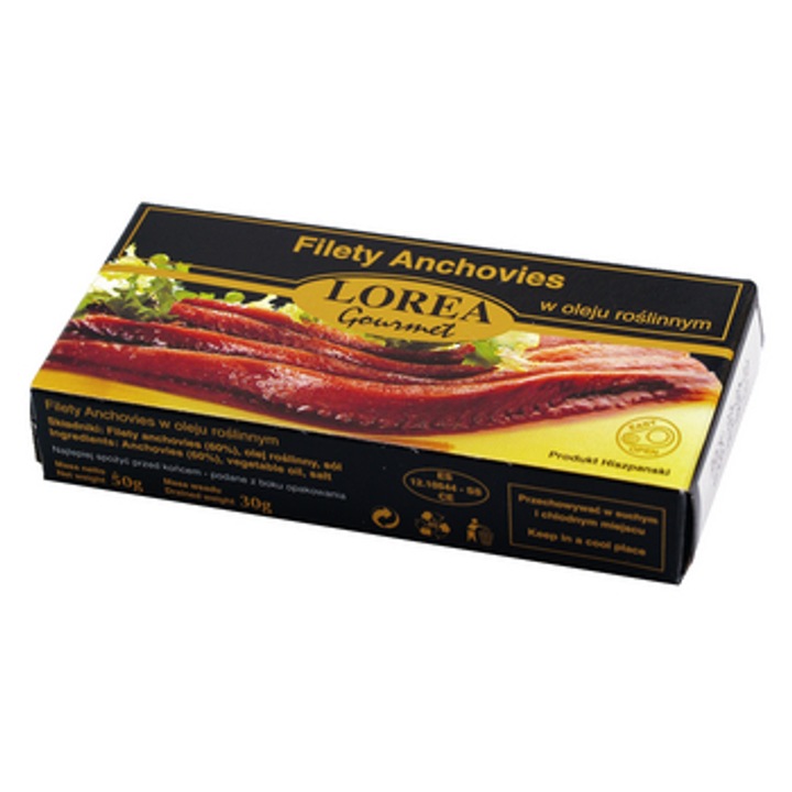 Filete de ansoa in ulei vegetal Lorea 50g, continut ridicat de proteine, fara conservanti