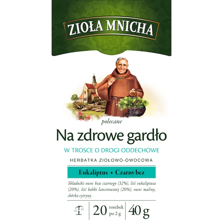 Ceai Ziolei Mnicha pentru gat sanatos, 20 plicuri, aroma de eucalipt, 40g