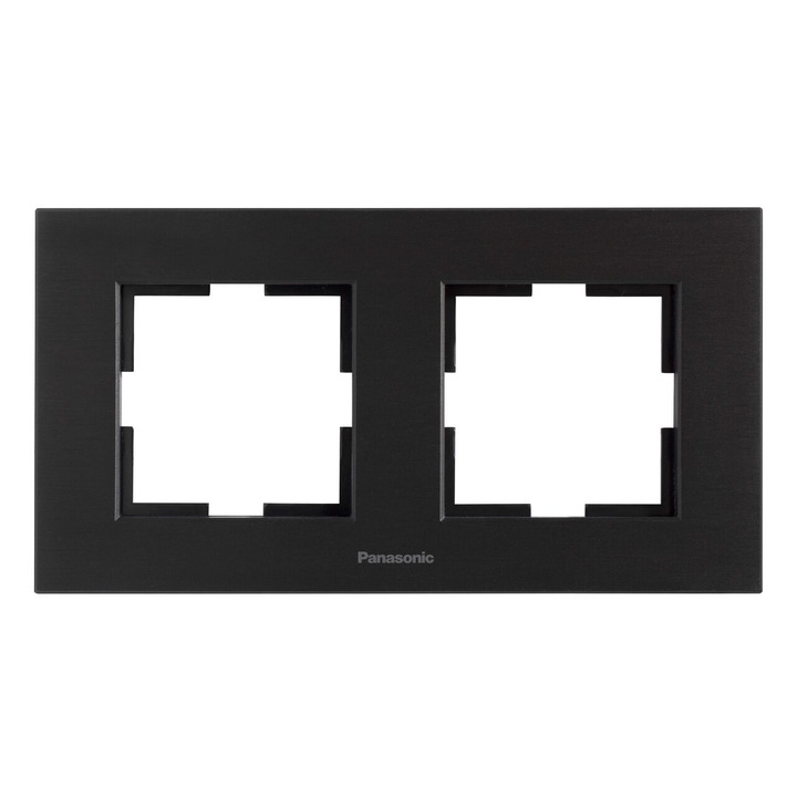 Rama orizontală Panasonic, 2 module, aluminiu, negru