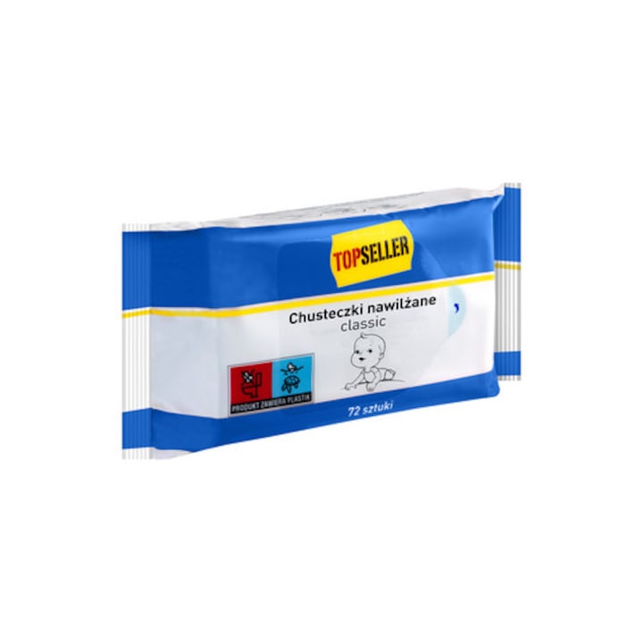 Servetele umede antibacteriene TOPSELLER Classic, 72 bucati, delicate, cu parfum, 0,21 kg