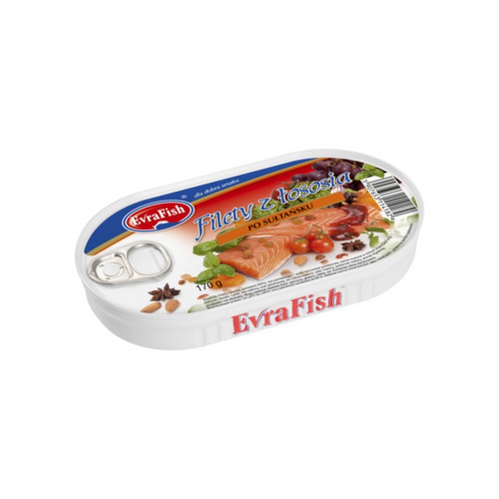 Conserva de peste EVRAFISH, filete de somon, sos de rosii, 170g