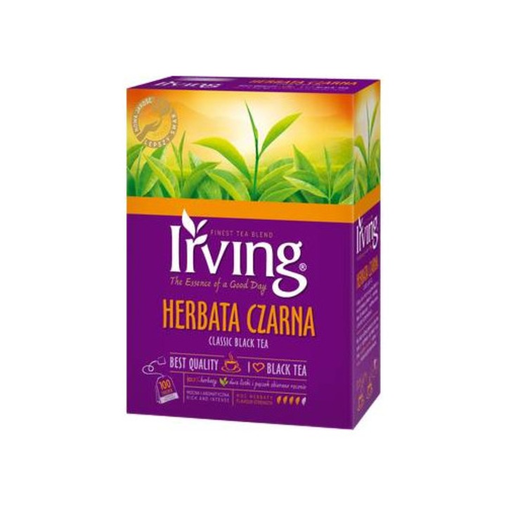 Irving fekete tea, 100 filter, 200 g, mély aroma, expressz csomagolás