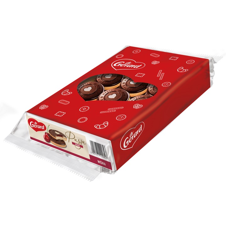 Fursecuri cu gelatina de visine, crema de smantana 19%, coaja de cacao 30%, 650g