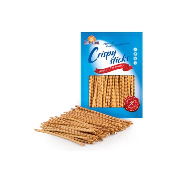 Sticksuri fara gluten Balviten 70g, continut scazut de sare, 9,5g grasimi, 77g carbohidrati