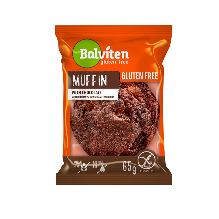 Muffin ciocolata, Balviten, 65g, fara gluten