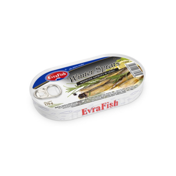 Conserva de peste EVRAFISH, sproti afumati in ulei, 170 g