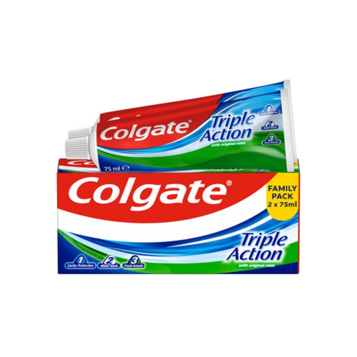 Colgate Triple Action fogkrém, menta, 2x75 ml-es szett