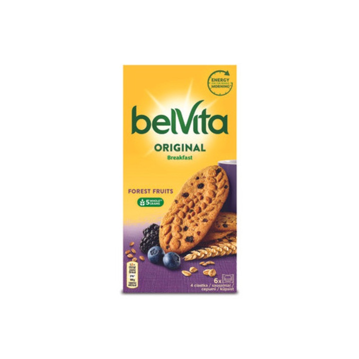 Biscuiti Belvita cu fructe de padure, 300g, continut de cereale, bogat in calciu si magneziu