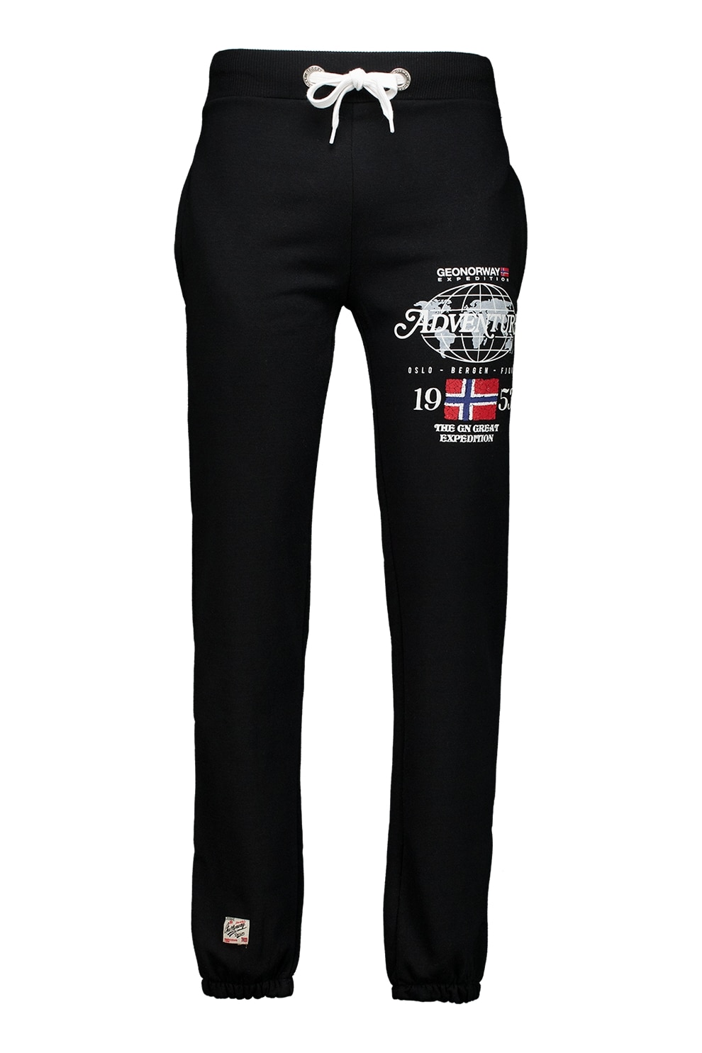 Geographical Norway, Pantaloni de trening cu snur in talie si imprimeu Molkovitz, Negru, XL