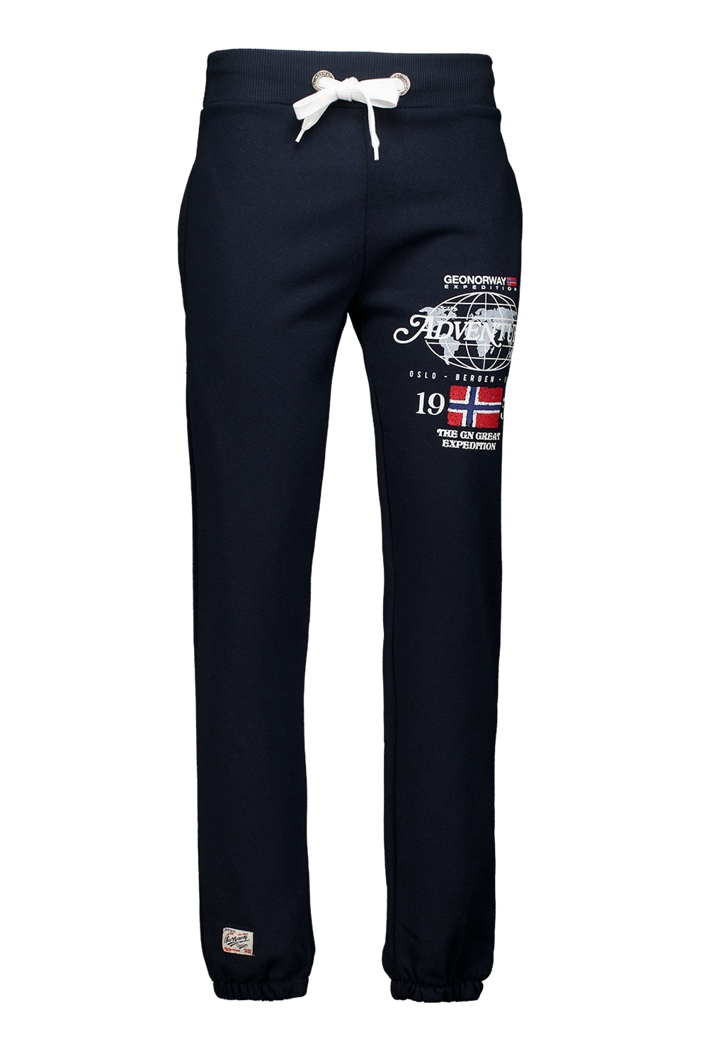 Geographical Norway, Pantaloni de trening cu snur in talie si imprimeu Molkovitz, Albastru ultramarin, 2XL
