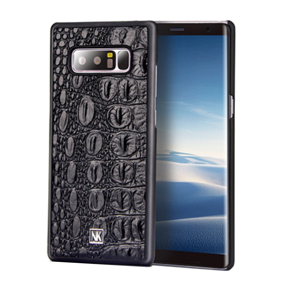 Husa spate din Piele Naturala,Nuoku Croc pentru Galaxy Note 8, negru