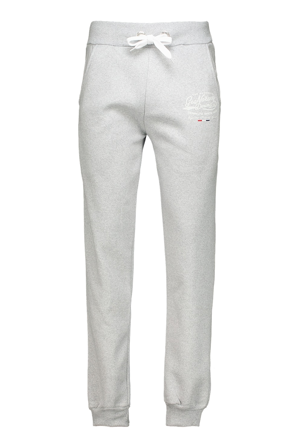 Geographical Norway, Pantaloni de trening cu buzunare laterale si imprimeu logo Merci, Gri deschis melange, M