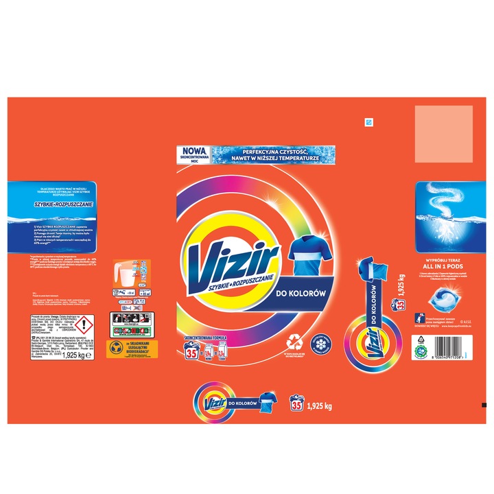 Vizir mosópor színes ruhákhoz, 35 mosás, 1,93 kg