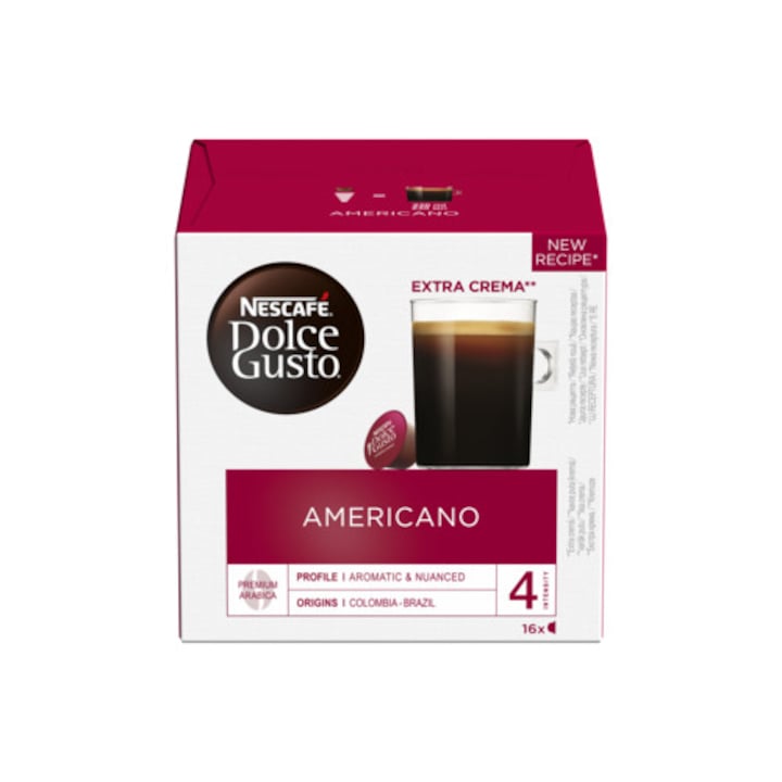 Cafe in capsule Nescafe Americano, 16 capsule, 136 g, aroma delicata, 100% Arabica