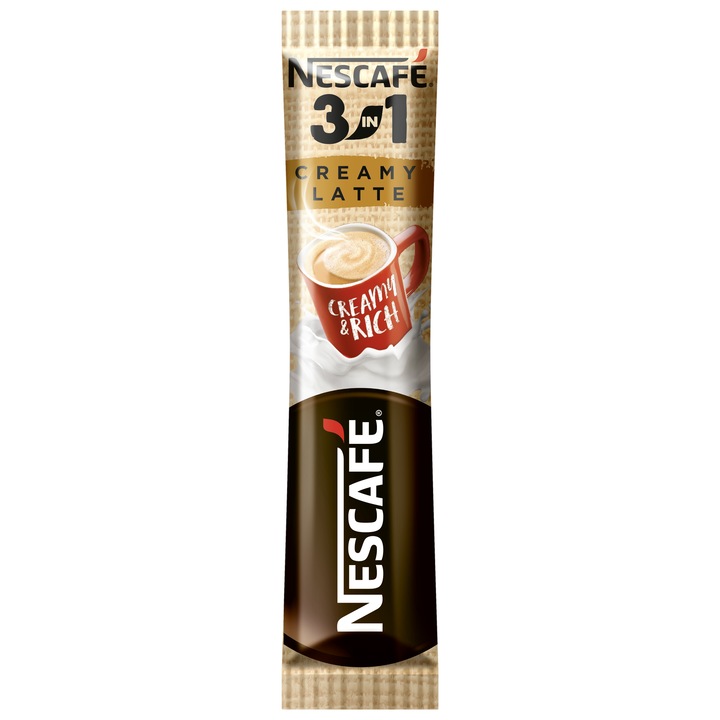 Cafea Nescafe 3in1 Creamy Latte, 28 plicuri x 15g, cu lapte praf si zahar, 420g