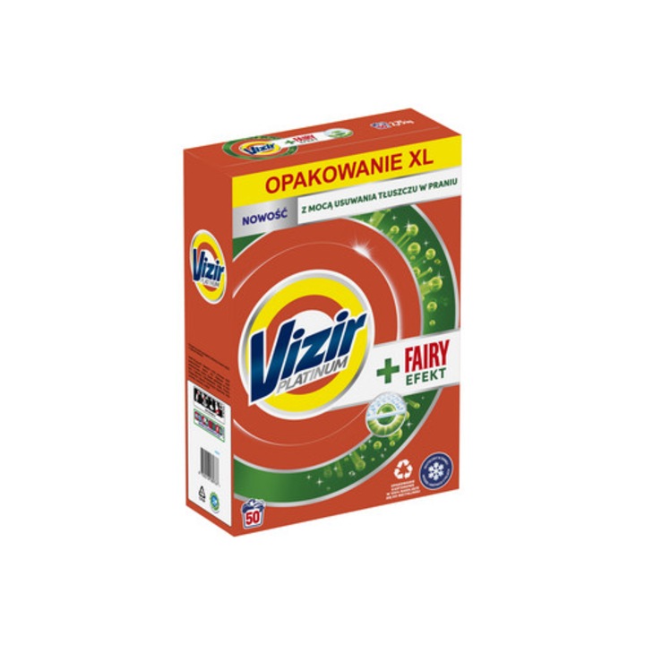 Vizir Platinum Detergent rufe, 50 spalari, 2,75 kg, efect Fairy, pentru tesaturi colorate si albe