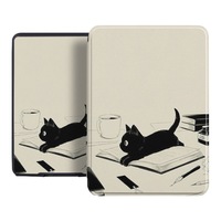 Husa pentru Kindle Paperwhite 2024 12th Generation si Kindle Colorsoft Signature Edition, OOGuai, 7 inch, carcasa moale, trezire automata si somn, Pisica cititoare