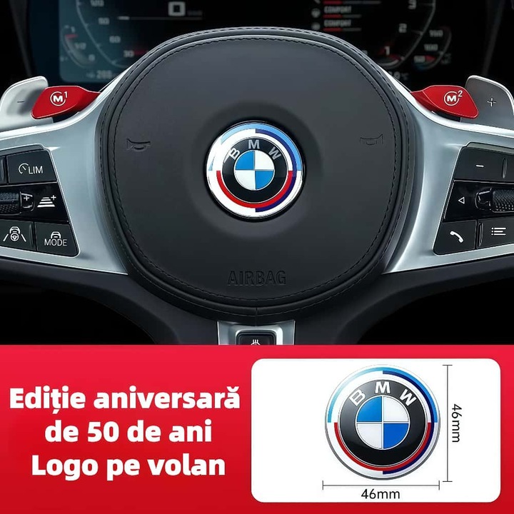 ARRRD® Díszítő embléma BMW kormánykerékhez 46mm - Háromszínű design - Kompatibilis és tartós