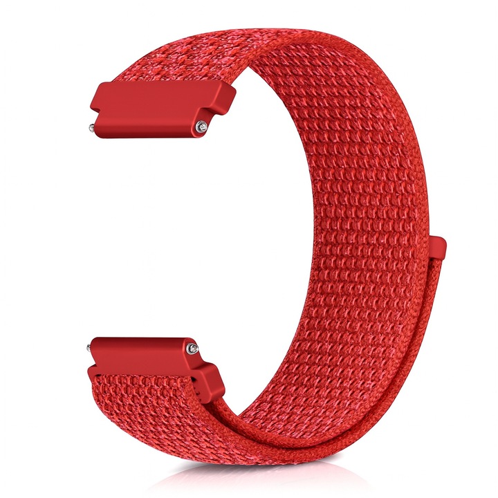 Каишка от найлон 22 мм за смарт часовник, съвместим с Huawei Watch GT5 / GT4 / GT3 / Samsung Galaxy Watch 46/45 мм и часовници 22 мм, червена