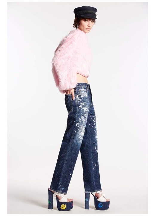 Blugi dama DSQUARED2, cu pietre Swarovski, denim premium, marime 38