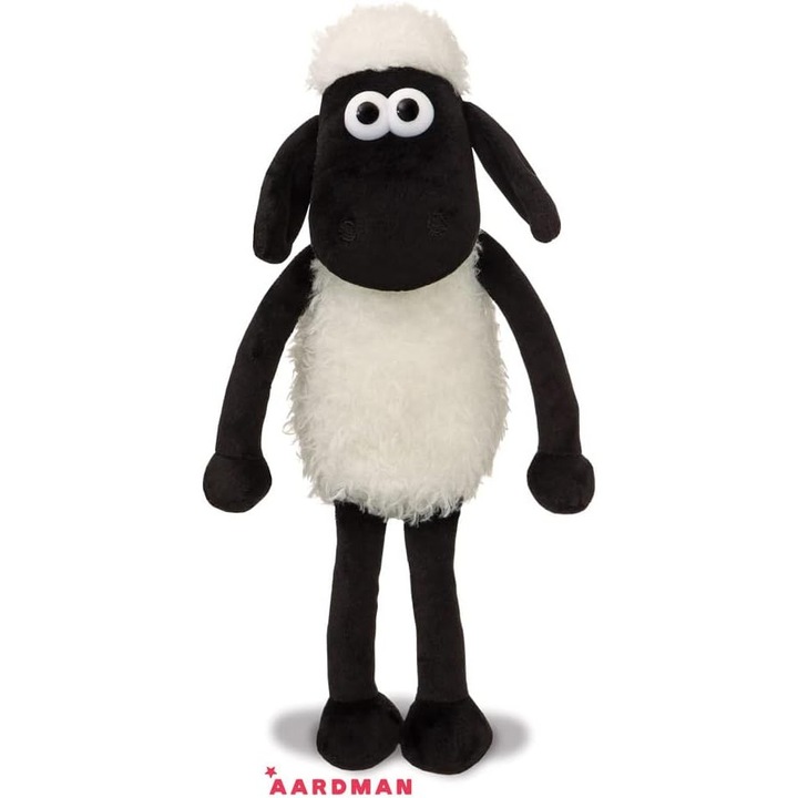 Jucarie de plus Shaun the Sheep, 40cm, alb-negru, potrivita pentru toate varstele