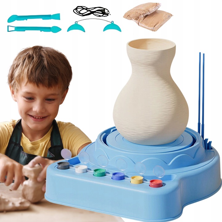 Roata de olarit cu lut si vopsele, set, dimensiuni 24x20x7cm, multicolor