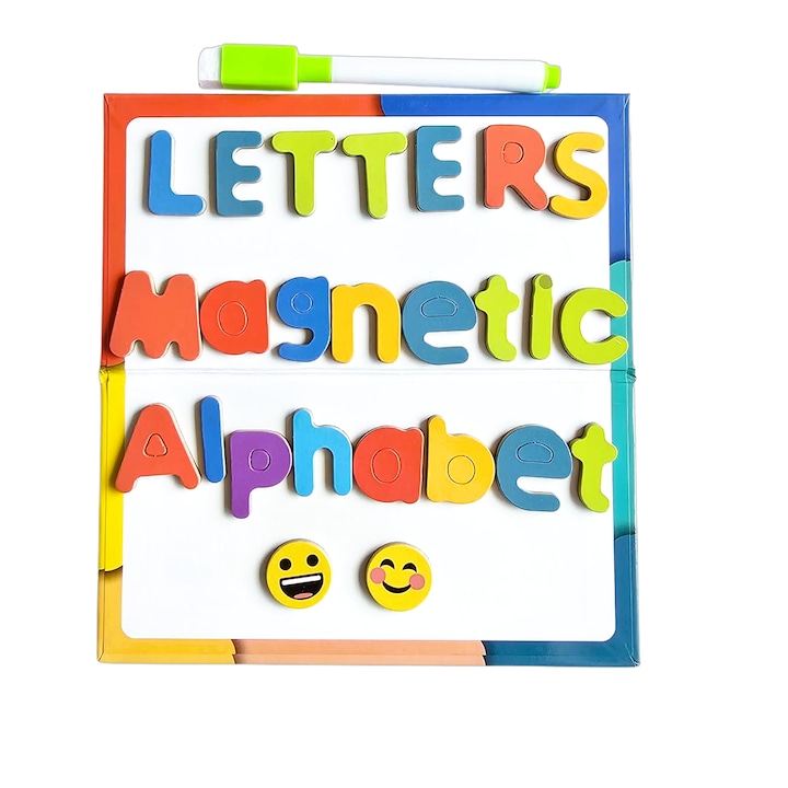 Joc educativ cu 130 litere și emoji, colorat, dimensiune litere 3.5x2.5cm, pentru 3+ ani
