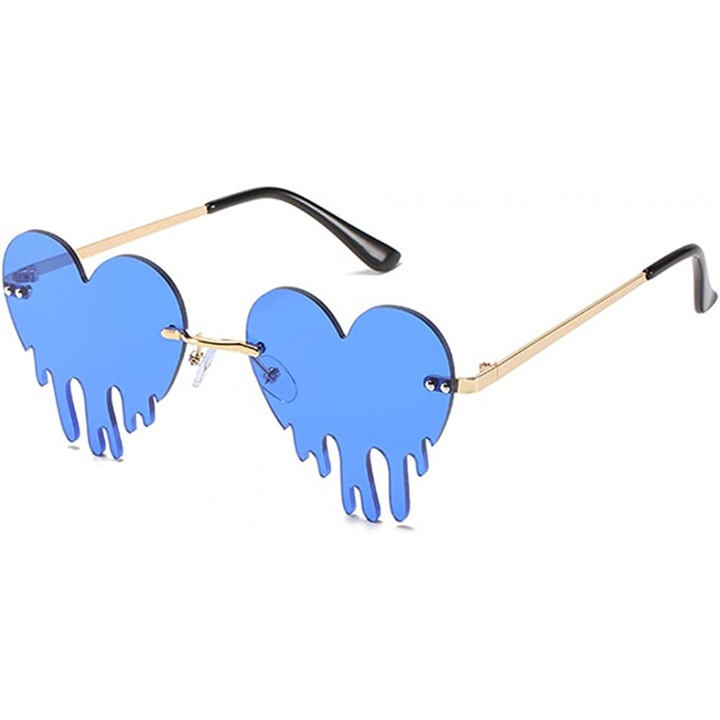 Дамски слънчеви очила, дизайн във формата на сърце, UV400 лещи, метал, многоцветни, размери 55x59mm