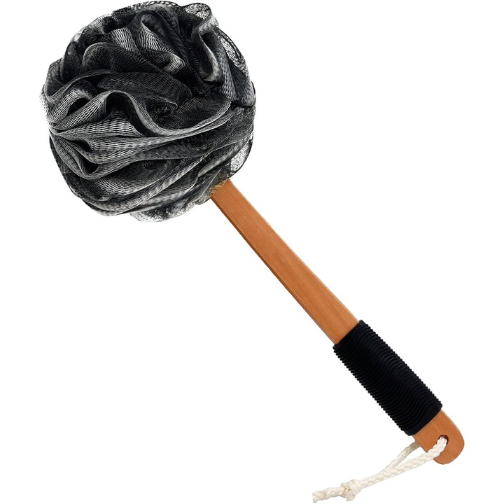 Hosszú nyelű fürdőszivacs, 38 cm, sűrű hab, ergonomikus