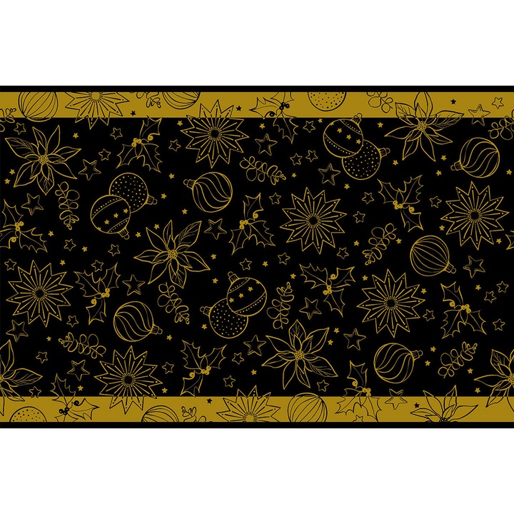 Traversa masa, Linclass - Milan (negru-auriu) / 40 cm × 24 m / 1 rola