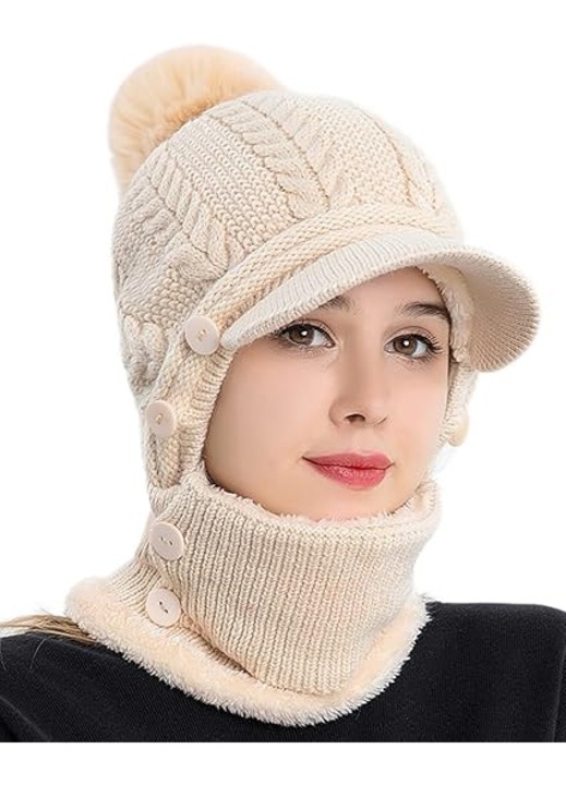 Set caciula si fular din fleece pentru femei, multicolor, dimensiune unica