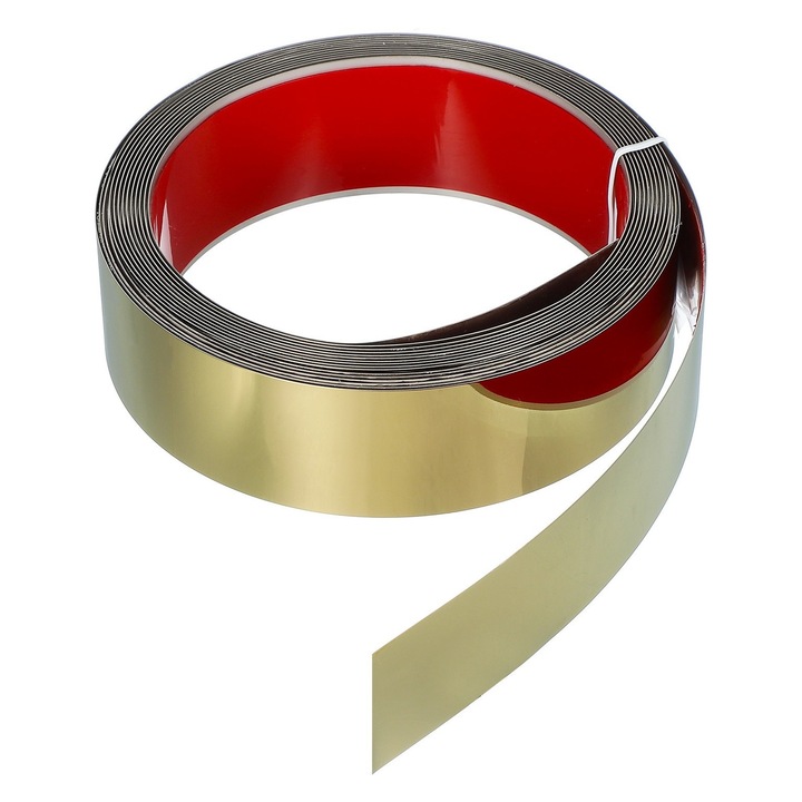 Banda Decorativa Autoadeziva Cu Efect de Oglinda Luxer, Lungime 500 cm, Latime 4 cm, Gold