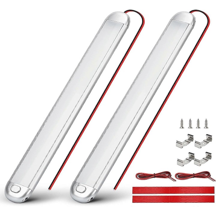 LED лента 12V, 2 броя, 120 LED, естествена бяла 6000K, 11.8x1.38x0.47cm