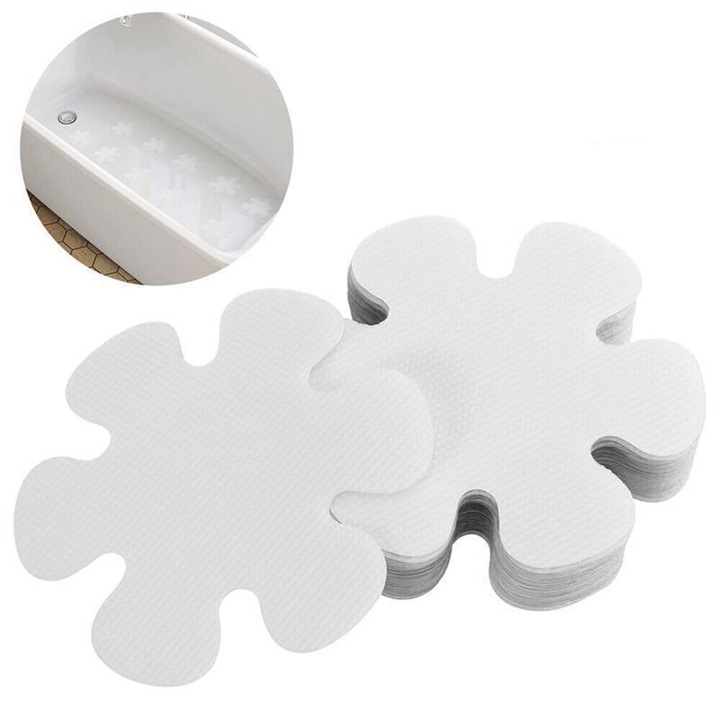 Set 10 stickere anti-derapante, transparent, diametru 8 cm, pentru baie, cada, dus, scari