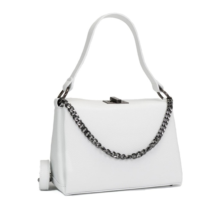 Poseta Piele Daria - Alb, Geanta Casual din Piele Naturala, Geanta, Genti