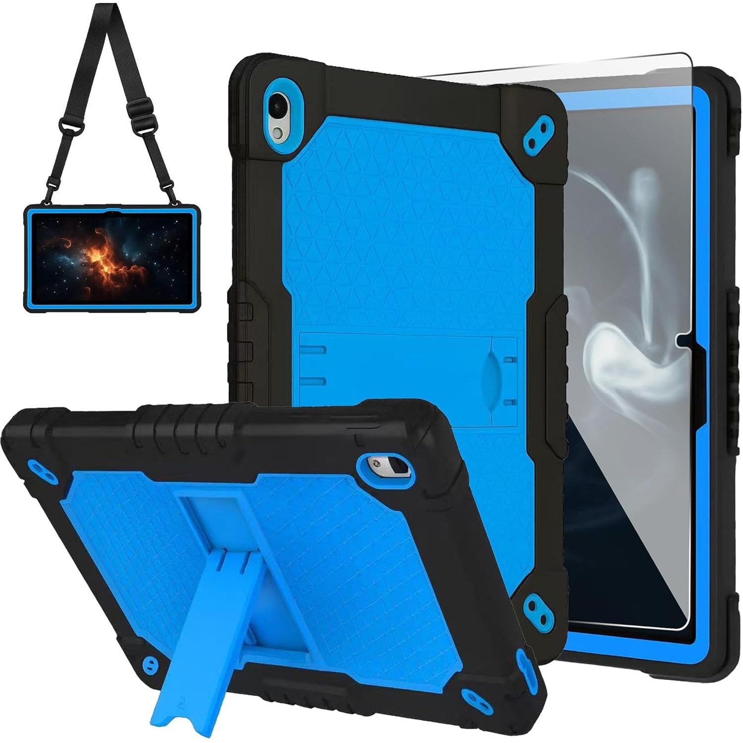 Husa Sigloo, pentru tableta Samsung Tab A 2019, 10.1'', T510/T515, Suport Kickstand, Protectie Completa, Design Antishoc, Albastru